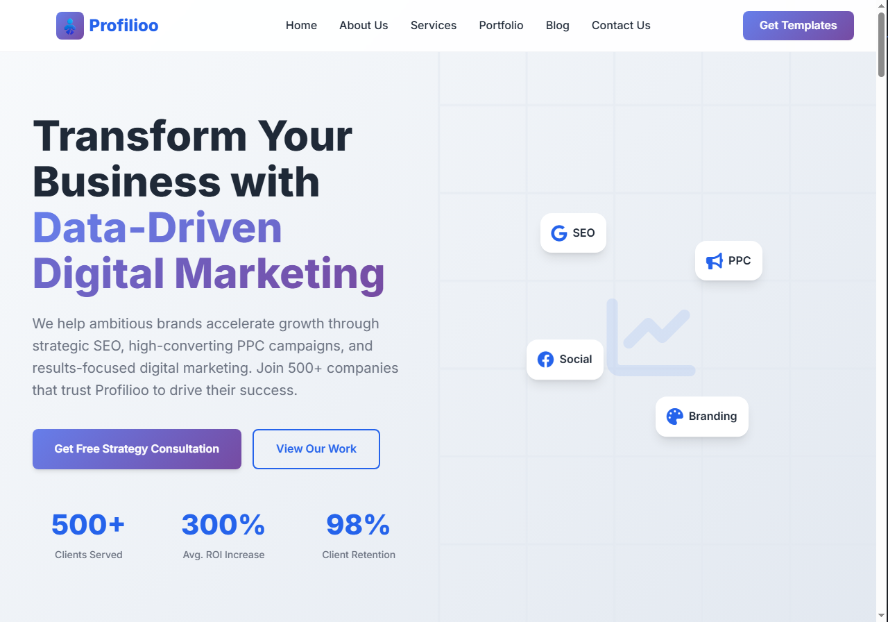 Free Responsive Digital Marketing Agency Website Template